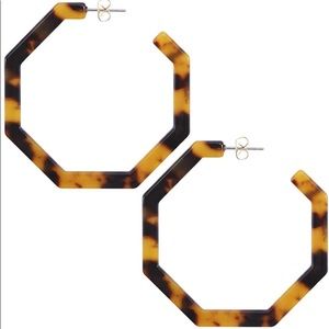 Acrylic Resin Hoop Octagonal Earrings NEW in Pkg